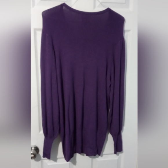 Kohl's EVRI Women's Deep Purple Crew Neck Sweater - Picture 3 of 3
